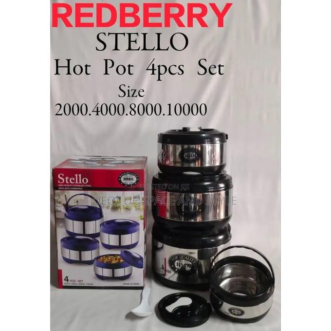 Redberry stello Insulated Metallic Casserole Hotpots(4pcs)
