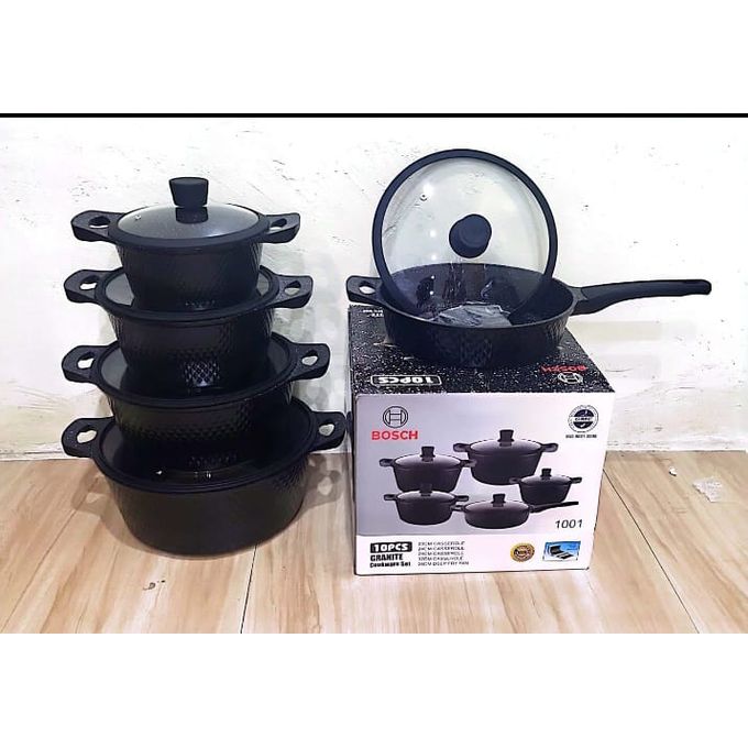 Bosch 11 pc cookware with silicon lid covers insulated handles regina german non stick cook ware  set