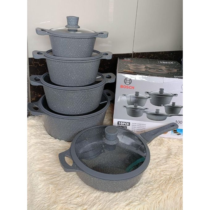 Bosch 11 pc cookware with silicon lid covers insulated handles regina german non stick cook ware  set