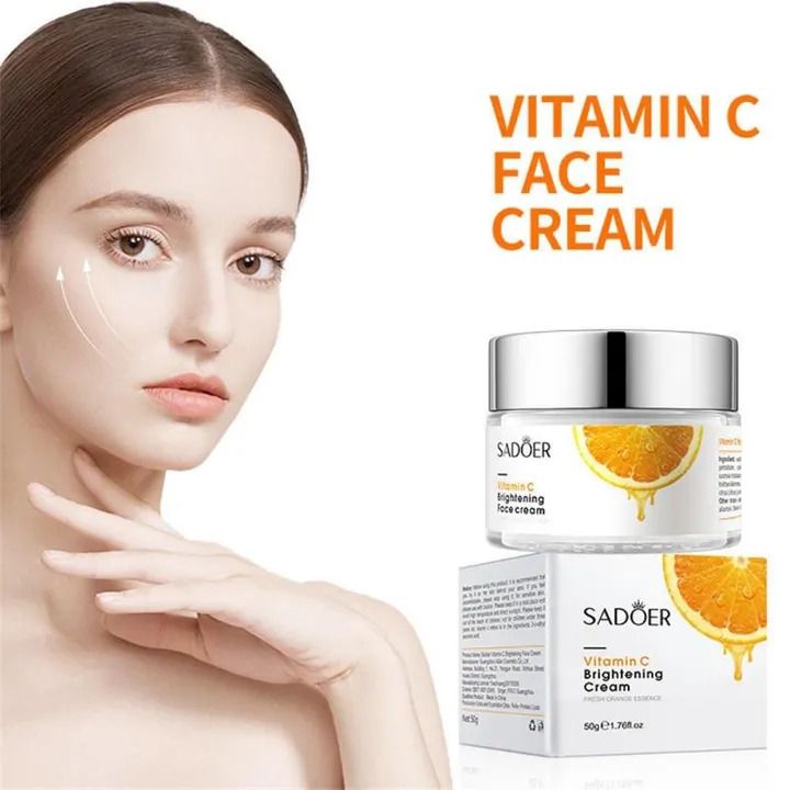 Sadoer 2 in 1 Set of Vitamin C Face Brightening Cream + Vitamin C Face Brightening Essence/Serum, Brightens Skin, Moisturize, Fade Dark Spots, Makes the Skin Glow
