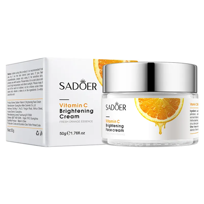 Sadoer 2 in 1 Set of Vitamin C Face Brightening Cream + Vitamin C Face Brightening Essence/Serum, Brightens Skin, Moisturize, Fade Dark Spots, Makes the Skin Glow