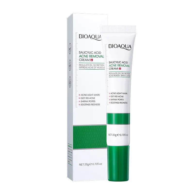 Bioaqua Acne Treatment Set, 3 Piecies Salicylic Acid Acne and Oil Control Set , Salicylic Acid Essence + Salicylic Acid Cream + Foaming Cleanser, Akin to Vitamin C in Shrinking Pores, Remove Acne