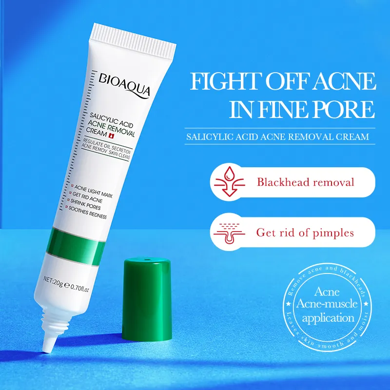 Bioaqua Acne Treatment Set, 3 Piecies Salicylic Acid Acne and Oil Control Set , Salicylic Acid Essence + Salicylic Acid Cream + Foaming Cleanser, Akin to Vitamin C in Shrinking Pores, Remove Acne