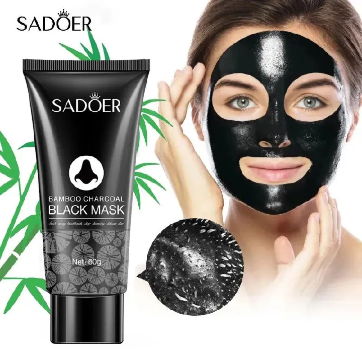 Sadoer Black Heads Face Mask, Face Peeling Mask, Bamboo Charcoal Face Peeling Mask, Removes Black Heads, Clearing Pores, Cleansing and Removing excessive Oil Blocking Pores, Can Apply  Vitamin C After