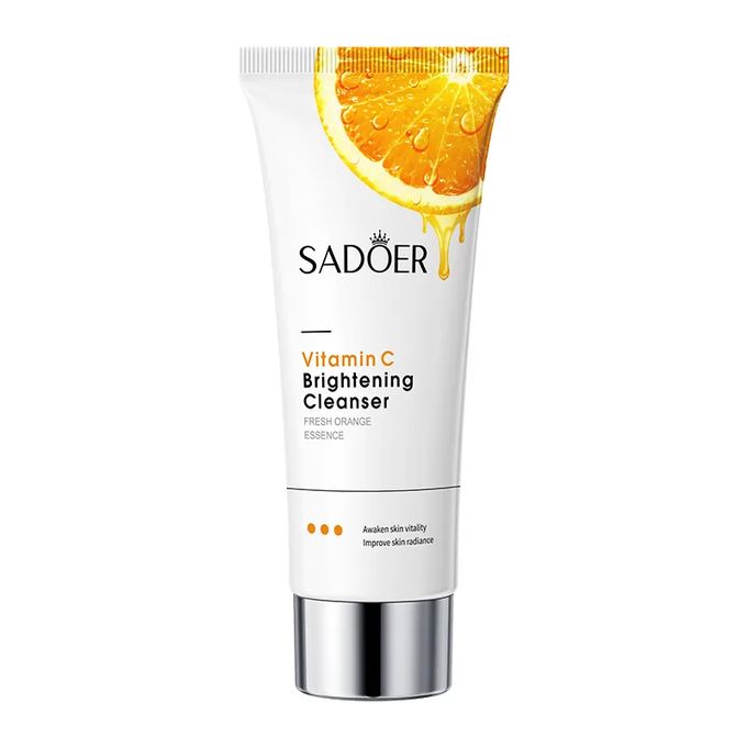 SADOER 4 in 1,Vitamin C Serum + Moisturizing Lipbalm  + Vitamin C Cream+ Face Wash for Face Brightening, Moisturizing and Black Heads Removal, Anti Wrinkles, Lighten Dark Spots, Hydrate Dry Skin