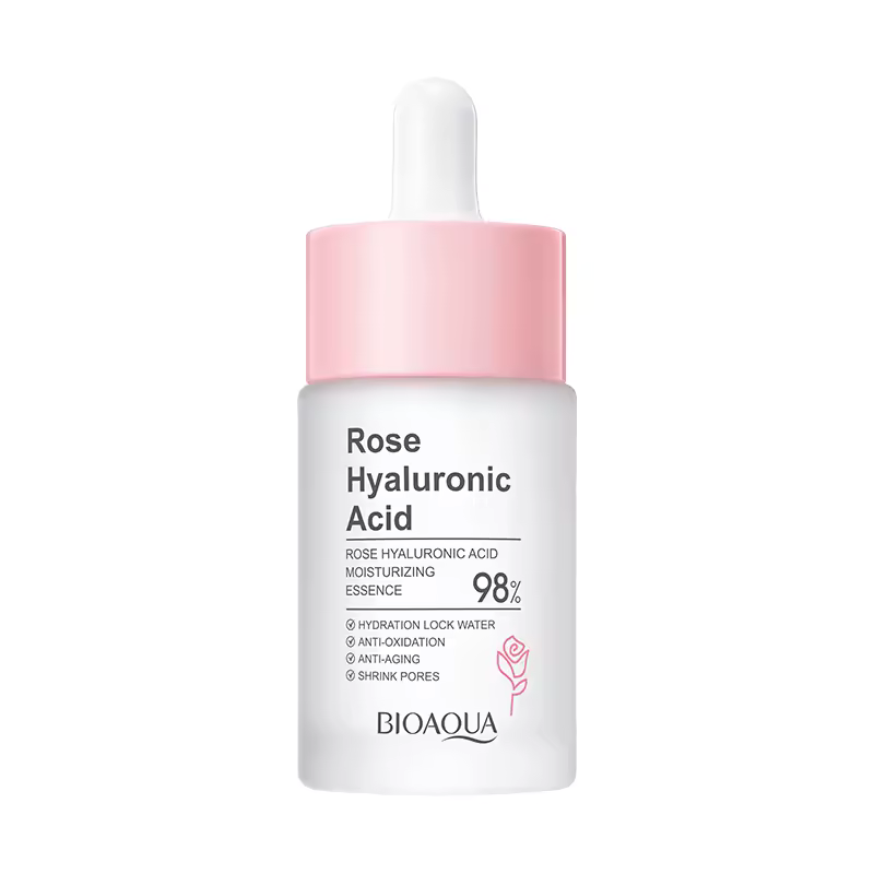 BIOAQUA Rose Hyaluronic Acid Moisturizing Essence, for Intensive Hydration, Replenish Skin Nutrition, Anti Oxidation, Anti Aging and Shrink Pores, Can combine with Vitamin C for Brightened Moisturized