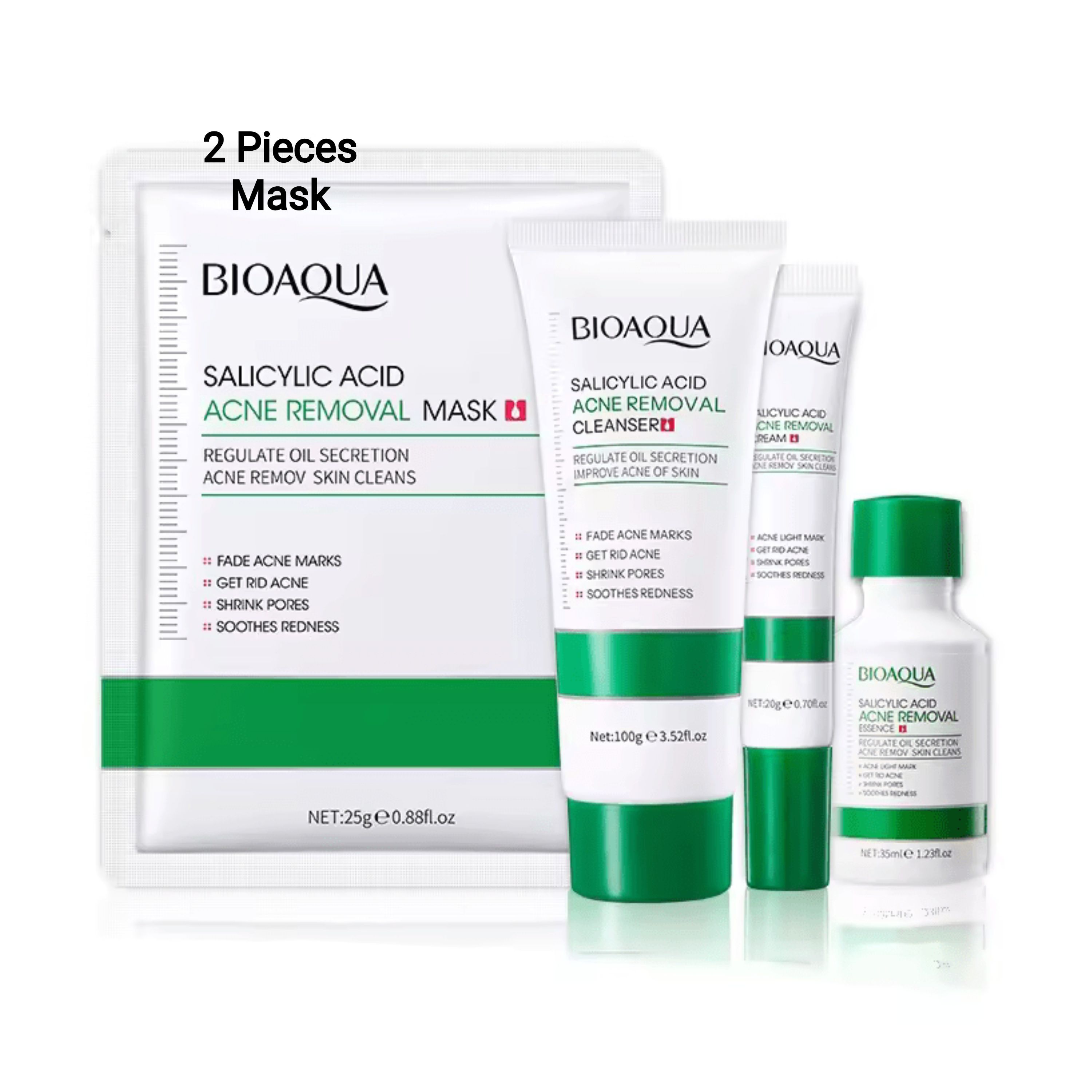 5 Pieces Anti Acnes Set, Oil Control and Acne Removal BIOAQUA Set, Shrinkps Pores, Akin to Vitamin C in Lighten Acne Marks, Sooth Redness, Regulate Oil and Deep Cleansing and Moisturizing