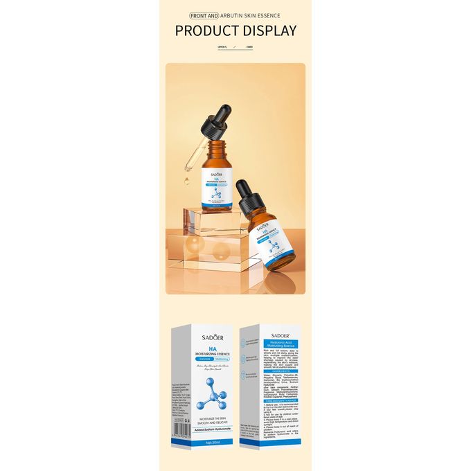 Sadoer 3 in 1 Serums, Hyaluronic Acid Moisturizing Essence Vitamin C Face Brightening Essence + Alpha Arbutin Skin Rejuvenation  Essence, This Combo is effective in moisturizing, soothing, Brightening