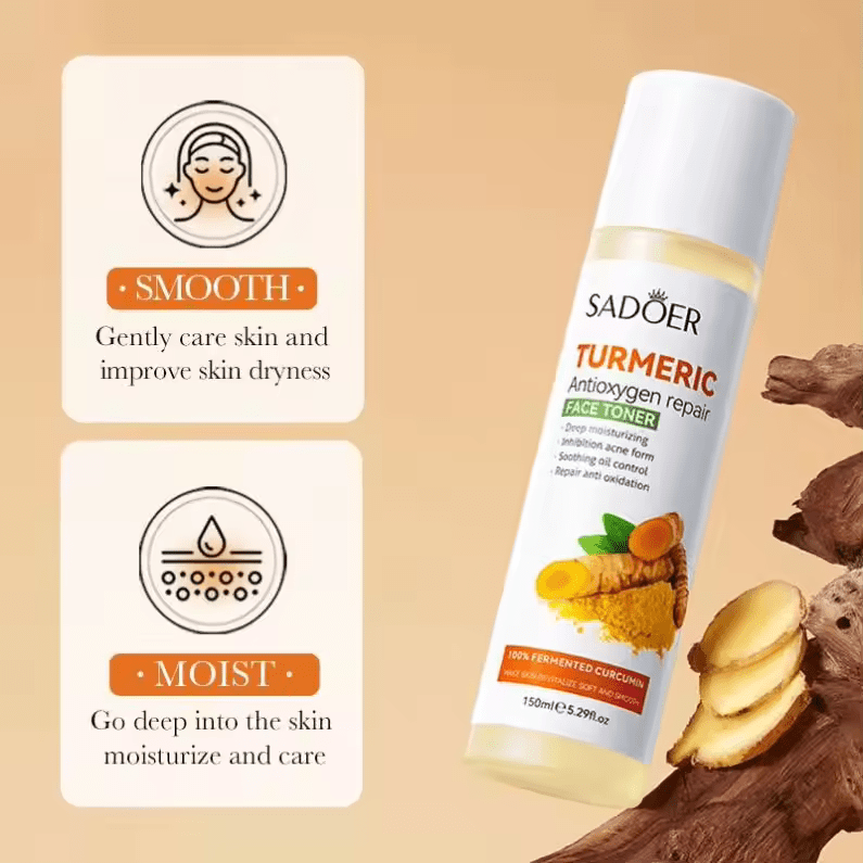 Sadoer Turmeric Face Toner, Tumeric Face Toner Anti Oxygen Repair Toner for Deep Moisturizing Akin to Vitamin C, Prevent Acne Formation, Oiil Control, Soothing, Repair and Anti Oxidation, Rejuvenate