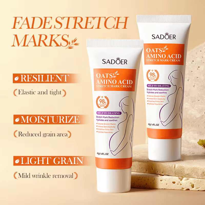 SADOER Stretch Mark Cream, Oats Amino Acid Stretch Marks Removal Cream, For Reduction of Stretch Marks, Increase Skin Elasticity, Smoothes and Firms Skin, Hydrates and Nourishes, Lighten Stretch Marks
