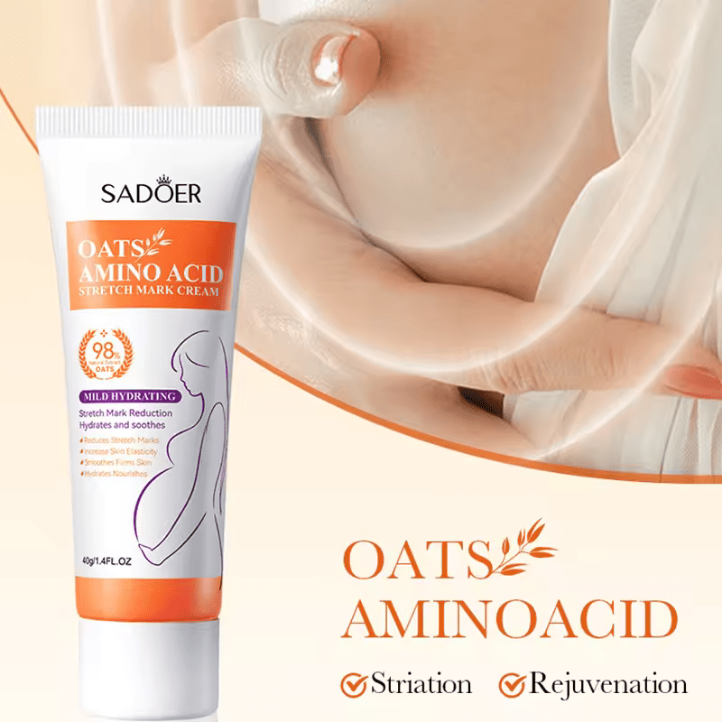 SADOER Stretch Mark Cream, Oats Amino Acid Stretch Marks Removal Cream, For Reduction of Stretch Marks, Increase Skin Elasticity, Smoothes and Firms Skin, Hydrates and Nourishes, Lighten Stretch Marks