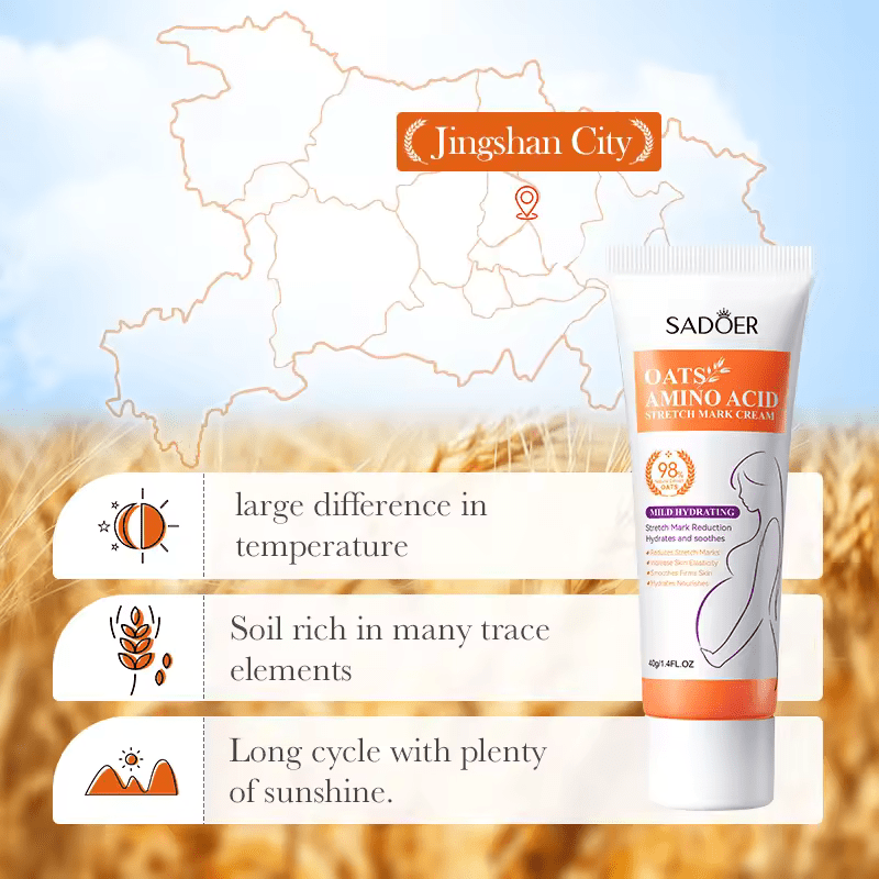 SADOER Stretch Mark Cream, Oats Amino Acid Stretch Marks Removal Cream, For Reduction of Stretch Marks, Increase Skin Elasticity, Smoothes and Firms Skin, Hydrates and Nourishes, Lighten Stretch Marks