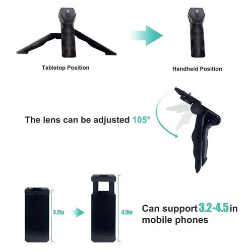 Portable Cell Phone Camera Travel Tripod Vlogging Kit with Microphone LED Light for Video Interview Live Broadcast Cell Phone Stand