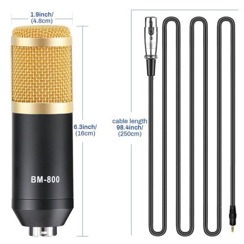 Professional Condenser MICROPHONE WITH Shock Mount BM-800 LIVE SING SONG Podcast V BLOG MIC