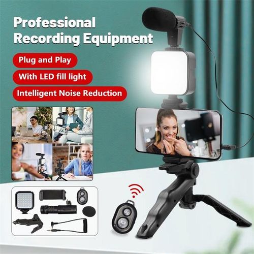 LED Video Light Microphone Tripod Kit Bluetooth Remote Control for Phone Camera Video Vlog Photography for Tick Tock Studio Light