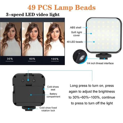 LED Video Light Microphone Tripod Kit Bluetooth Remote Control for Phone Camera Video Vlog Photography for Tick Tock Studio Light