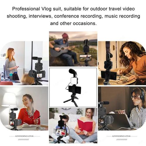 LED Video Light Microphone Tripod Kit Bluetooth Remote Control for Phone Camera Video Vlog Photography for Tick Tock Studio Light