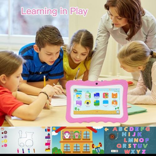 Kids Tablet Andriod 6.0 1GB 8GB And WiFi, 7 Inch Dual Camera Google Play With Learning App For ChildrenPink