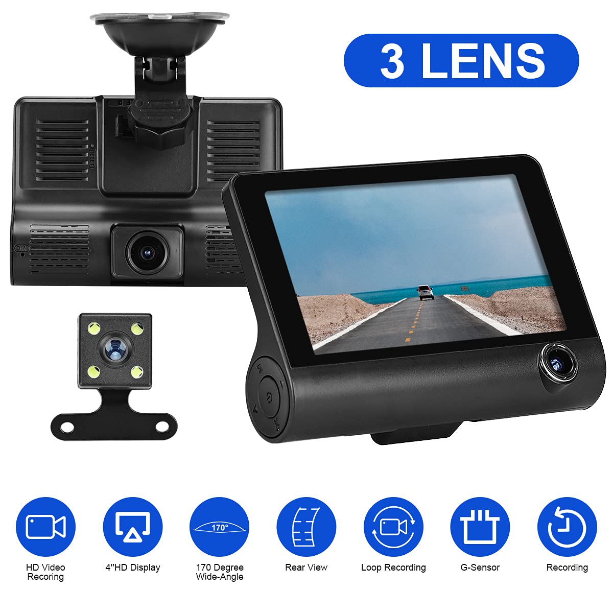 3 In 1 Car Dashboard Camera -Das Cam