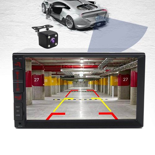 (7inch-2DIN-W/ 4led & Rearview Camera) Remote Control GPS BT USB Bluetooth Touch Screen Car Stereo Audio FM Receiver MP3 MP5 Car Radio Multimedia Player- IOS & Android
