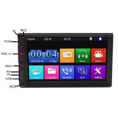 (7inch-2DIN-W/ 4led & Rearview Camera) Remote Control GPS BT USB Bluetooth Touch Screen Car Stereo Audio FM Receiver MP3 MP5 Car Radio Multimedia Player- IOS & Android