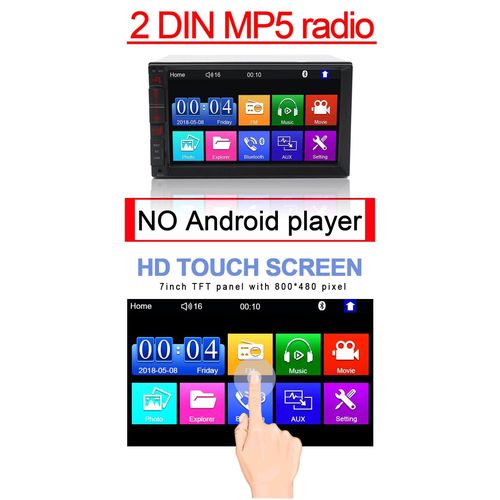(7inch-2DIN-W/ 4led & Rearview Camera) Remote Control GPS BT USB Bluetooth Touch Screen Car Stereo Audio FM Receiver MP3 MP5 Car Radio Multimedia Player- IOS & Android