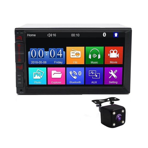 (7inch-2DIN-W/ 4led & Rearview Camera) Remote Control GPS BT USB Bluetooth Touch Screen Car Stereo Audio FM Receiver MP3 MP5 Car Radio Multimedia Player- IOS & Android