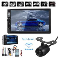 2 Din 7" HD Car Stereo Radio Player Bluetooth Touch Screen + Rear Camera Kit