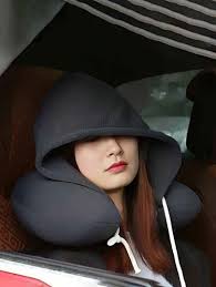 Microfiber Travel Neck Pillow With Hoodie -