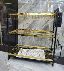 Luxury Gold Black decor 3 tier Dish Rack