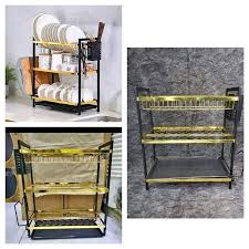Luxury Gold Black decor 3 tier Dish Rack