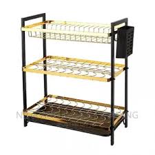 Luxury Gold Black decor 3 tier Dish Rack