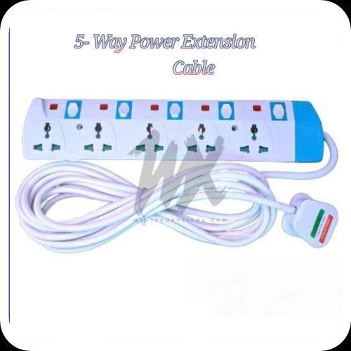 Power King Best Heavy Duty 5 Way Power Extension With Long Cable - White
