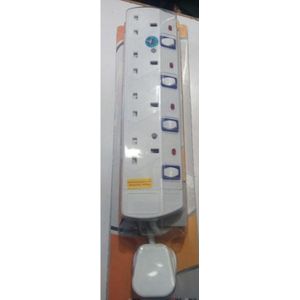 Power King Best Heavy Duty 5 Way Power Extension With Long Cable - White