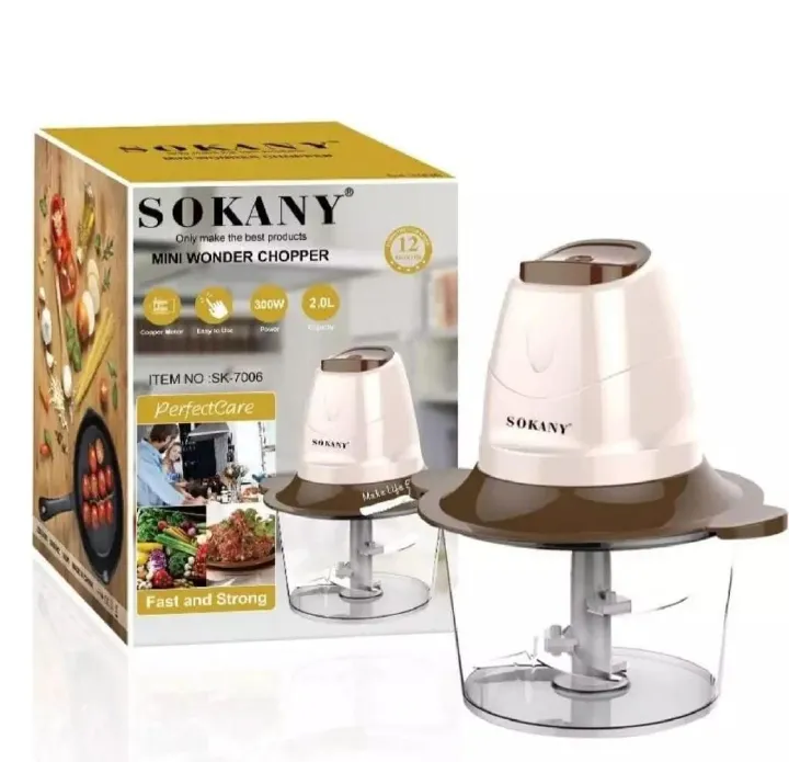 ELECTRIC CHOPPER.Sokany Electric Food Processor,Glass Vegetable Chopper Meat Grinder, Rechargeable Portable Mincer Blender with 1.2L Glass Bowl, 4 Sharp Removable Blades.