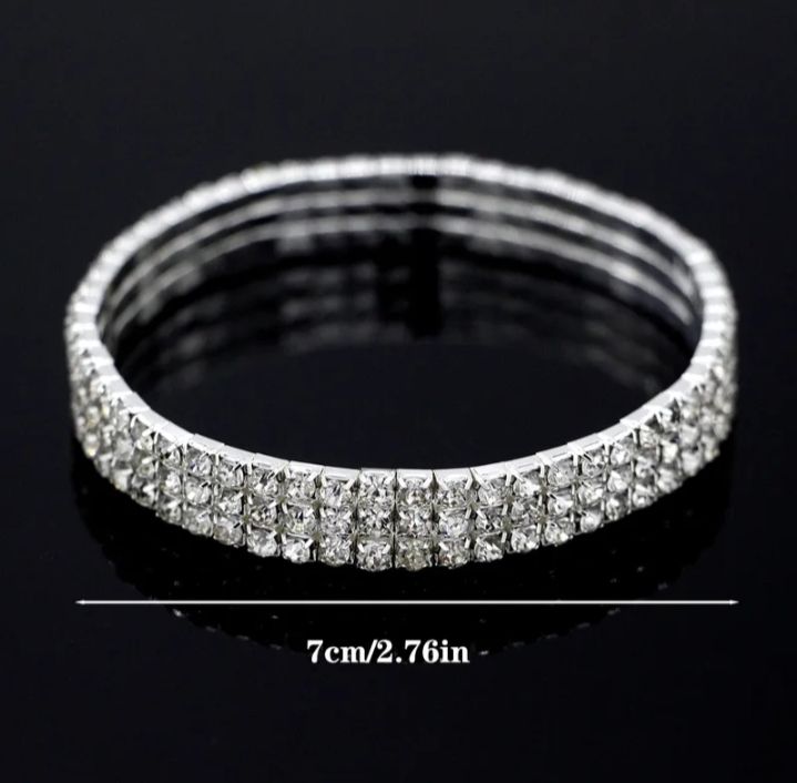 3 Row Multilayer Elastic Sparkly Rhinestone Zircon  Diamond Crystal Anklet Bracelet Women Ladies Girls Leg Jewelry