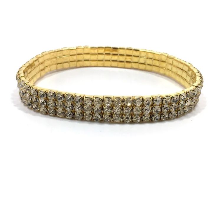 3 Row Multilayer Elastic Sparkly Rhinestone Zircon  Diamond Crystal Anklet Bracelet Women Ladies Girls Leg Jewelry