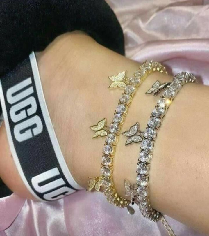 Rhinestone Crystal Butterfly Tennis Women's Anklet Bracelet for Ladies Girls