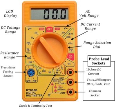 Digital Multimeter LCD AC DC Measuring Voltage Current for home use