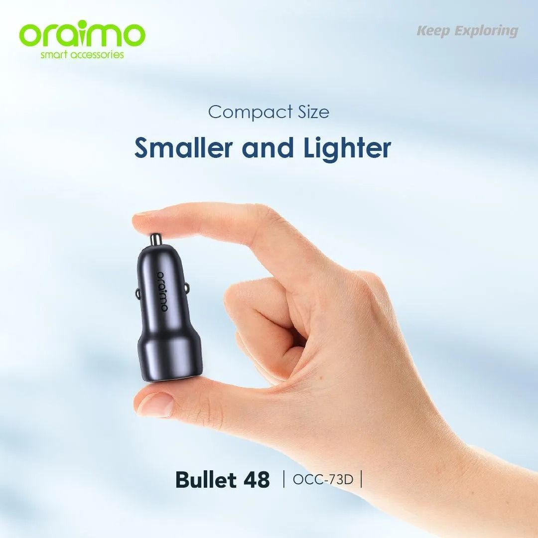 oraimo Bullet 48W Fast Charging Compact Safe Car / DC / Solar Phone Charger