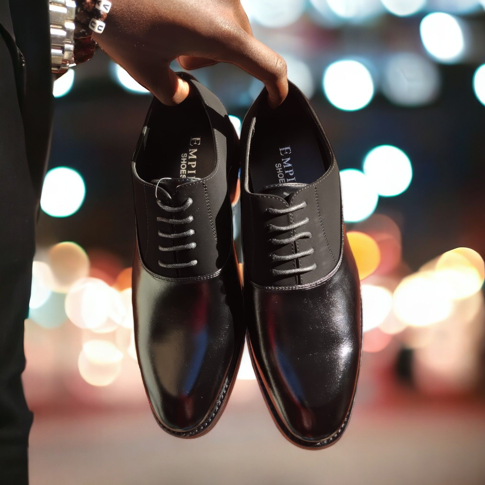Men's Premium Leather and Suede Oxford Dress Shoes - Black and Brown - Formal Office Shoes - Kilimall Kenya | Men’s Formal Footwear | Formal Leather Shoes | Suede Formal Shoes | Office Wear Shoes
