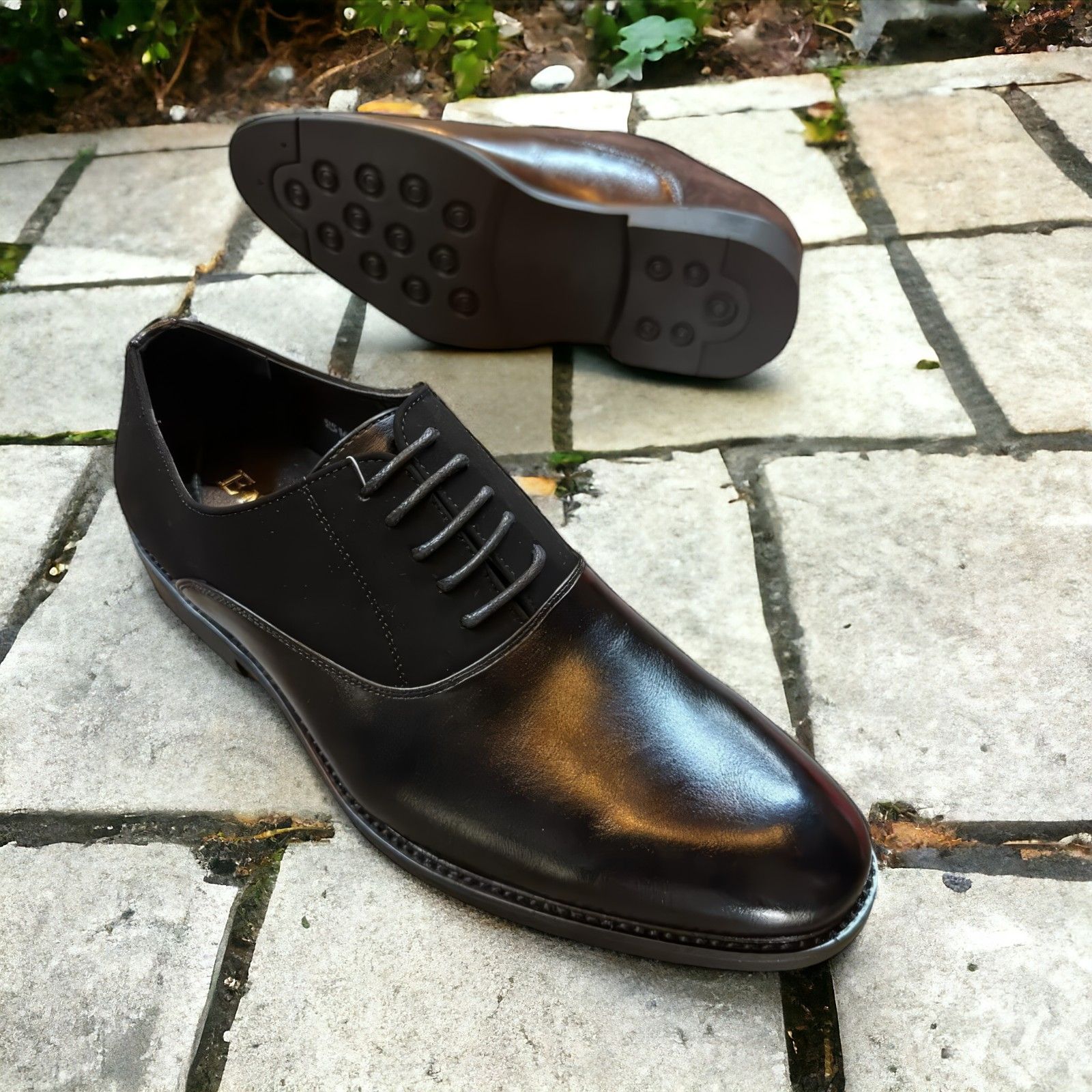 Men's Premium Leather and Suede Oxford Dress Shoes - Black and Brown - Formal Office Shoes - Kilimall Kenya | Men’s Formal Footwear | Formal Leather Shoes | Suede Formal Shoes | Office Wear Shoes