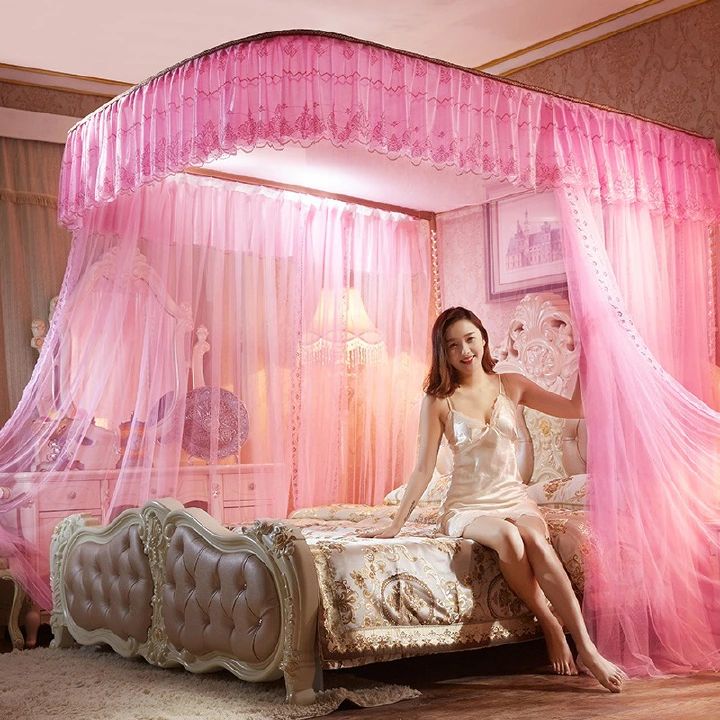 Quality Home Two Stand Mosquito Nets with Rail 4*6, 5*6, & 6*6 now available Pink