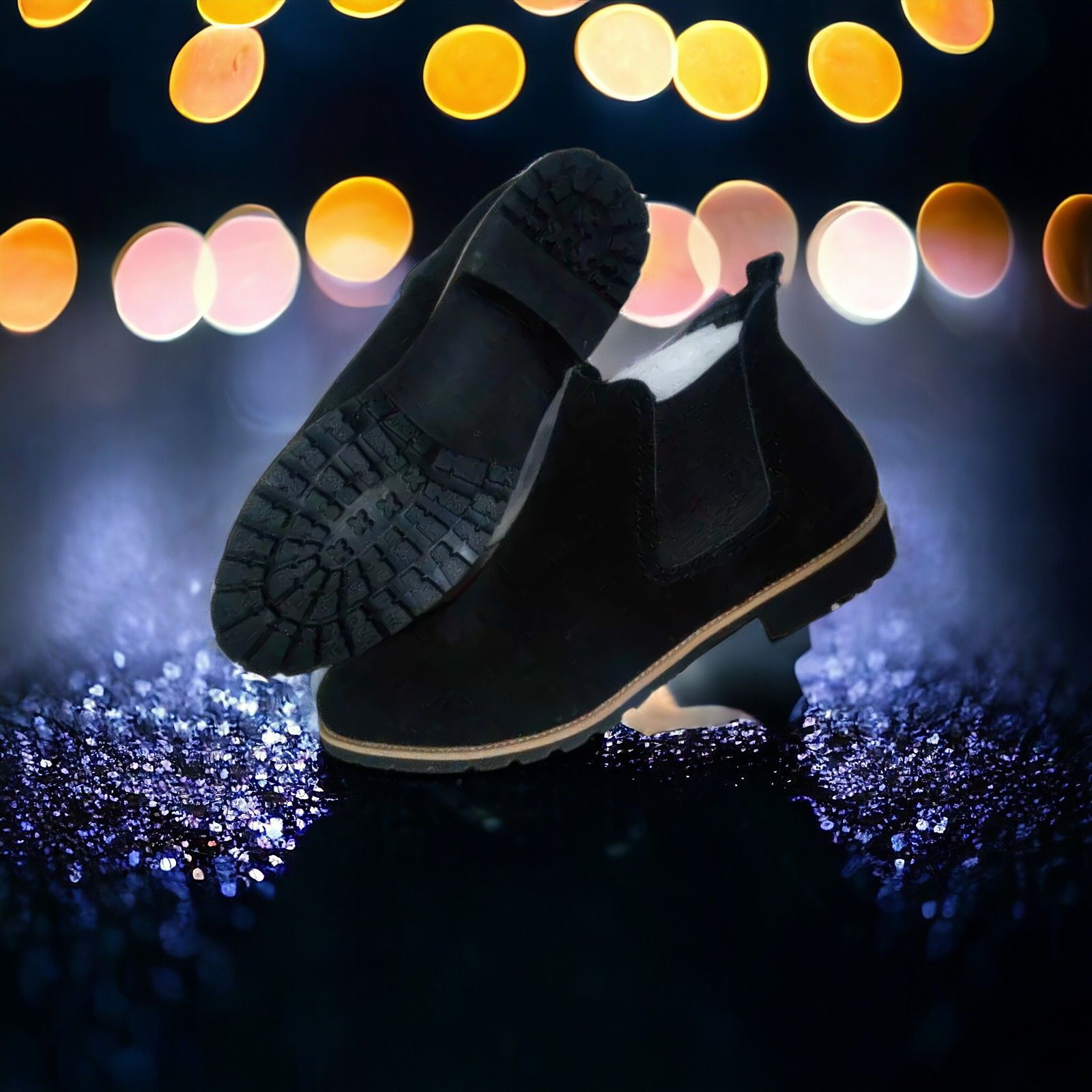 Men's Black Suede Chelsea Boots with Durable Rugged Sole - Stylish & Comfortable Footwear