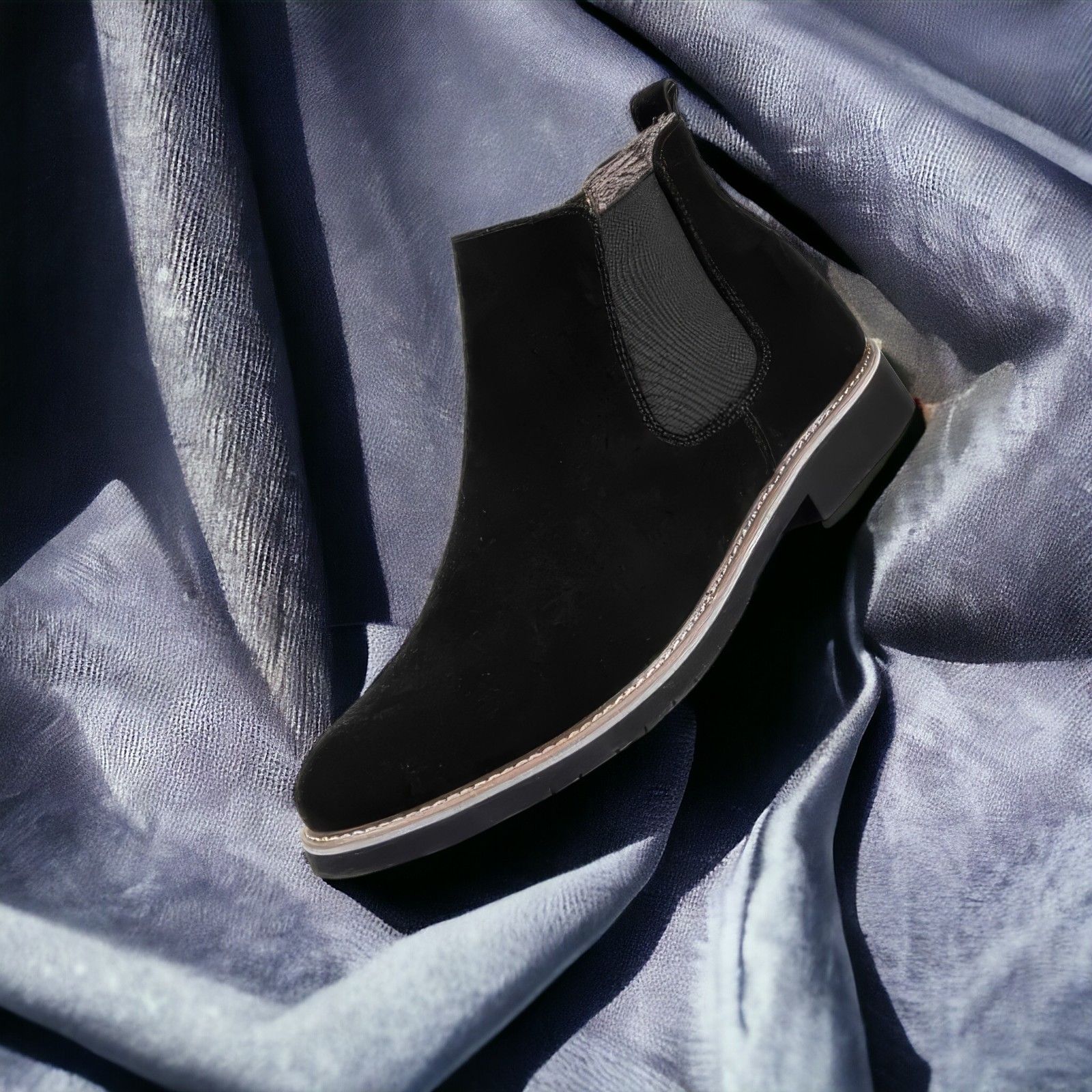 Men's Black Suede Chelsea Boots with Durable Rugged Sole - Stylish & Comfortable Footwear