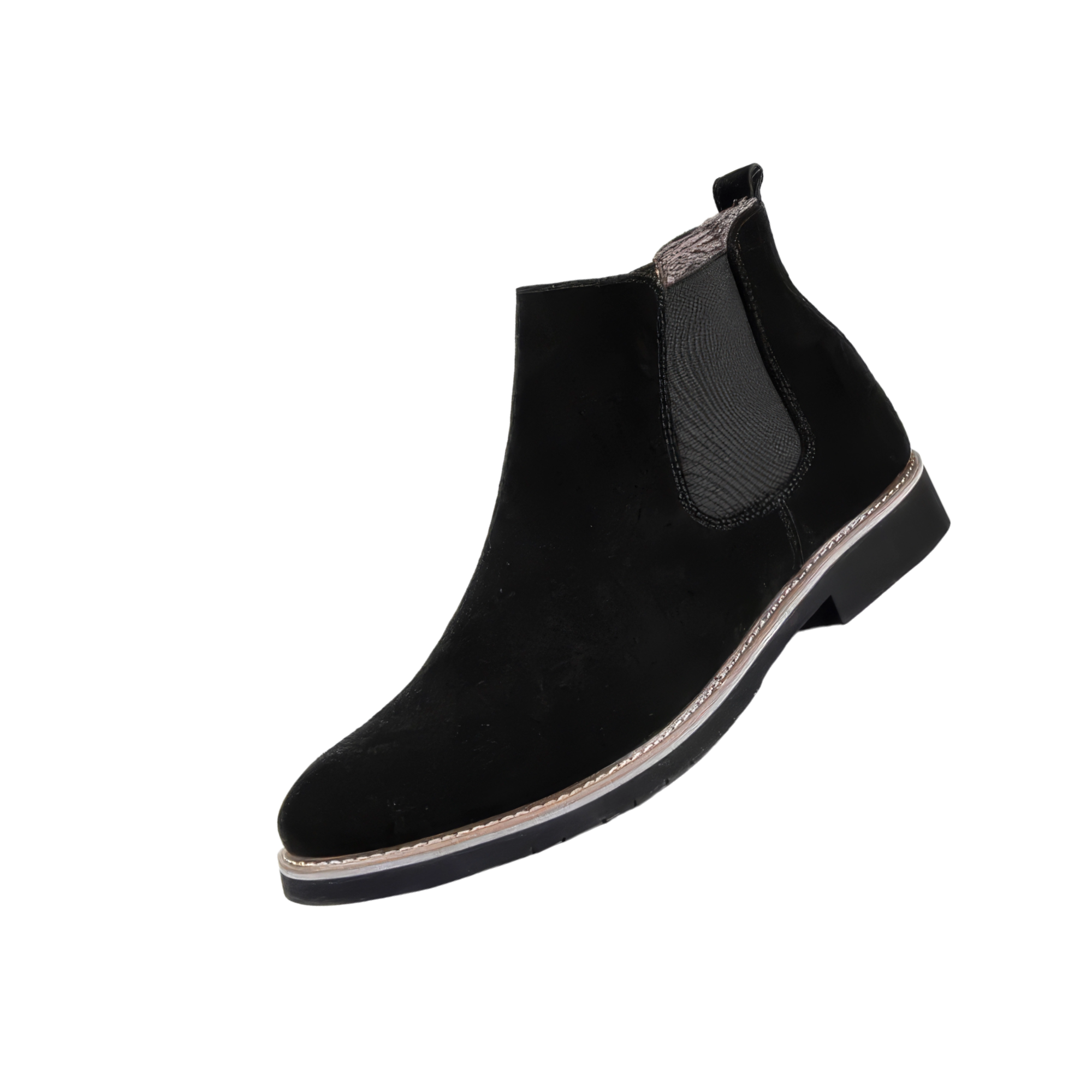 Men's Black Suede Chelsea Boots with Durable Rugged Sole - Stylish & Comfortable Footwear