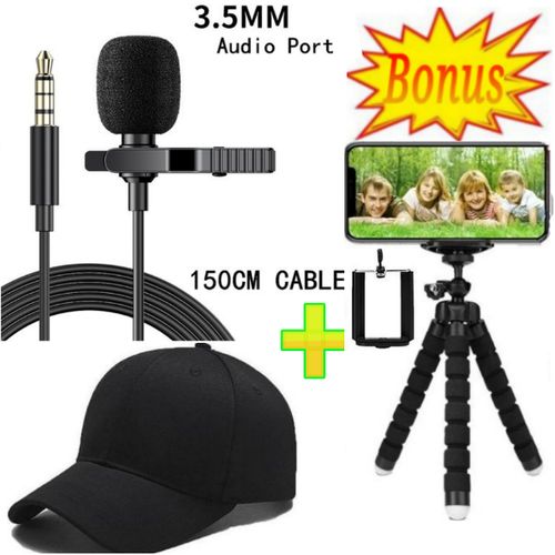 BEST Microphone For Smartphone & Camera Quality Audio + GIFTS Tripod Stand Selfie , Cap