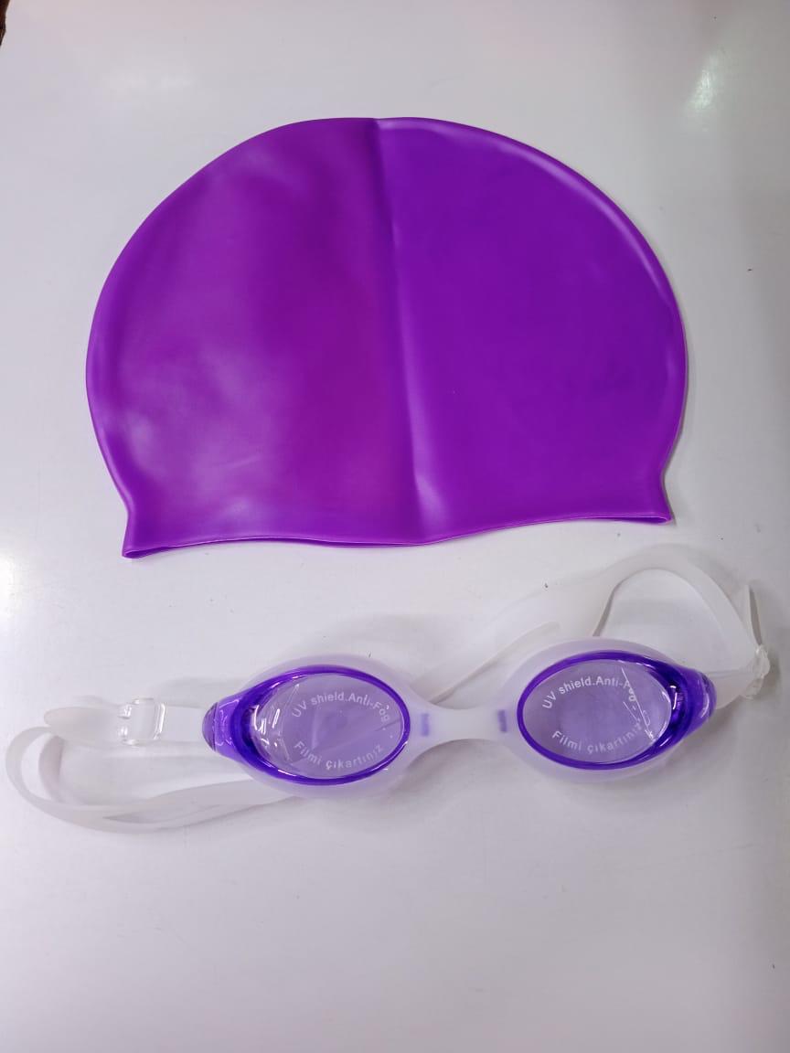 BESPOKE Swimming Goggles Swimming Cap Set Swim Glasses Swim hat Pack for Adults with Anti Fog Glasses for Swimming