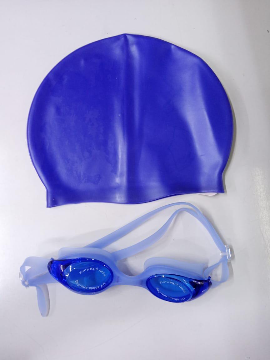 BESPOKE Swimming Goggles Swimming Cap Set Swim Glasses Swim hat Pack for Adults with Anti Fog Glasses for Swimming