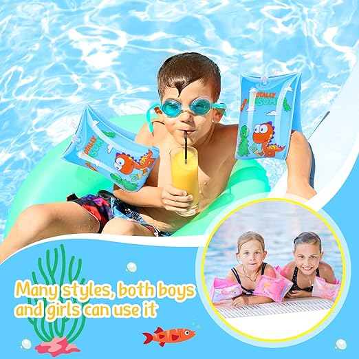 UPGRADED Arm Floaties Swim Arm Bands PVC Arm Bulk Pool Float Rings for Kids 2-12 Children Swimming Floats Sleeves Tube Armlets for Toddlers Kids and Water Sports Training Learning
